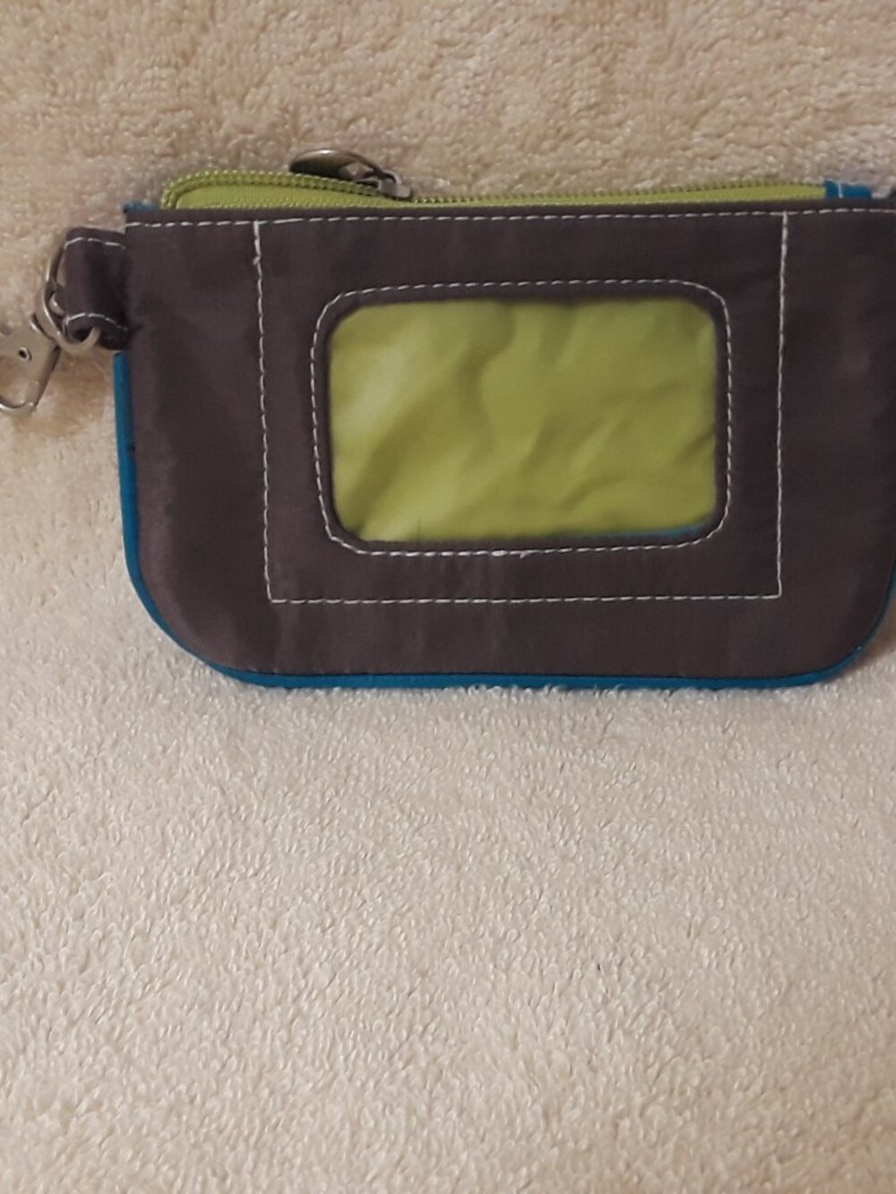 Compact Travelon ID Wallet Coin Pouch Zippered Top and Clear ID Window Floral